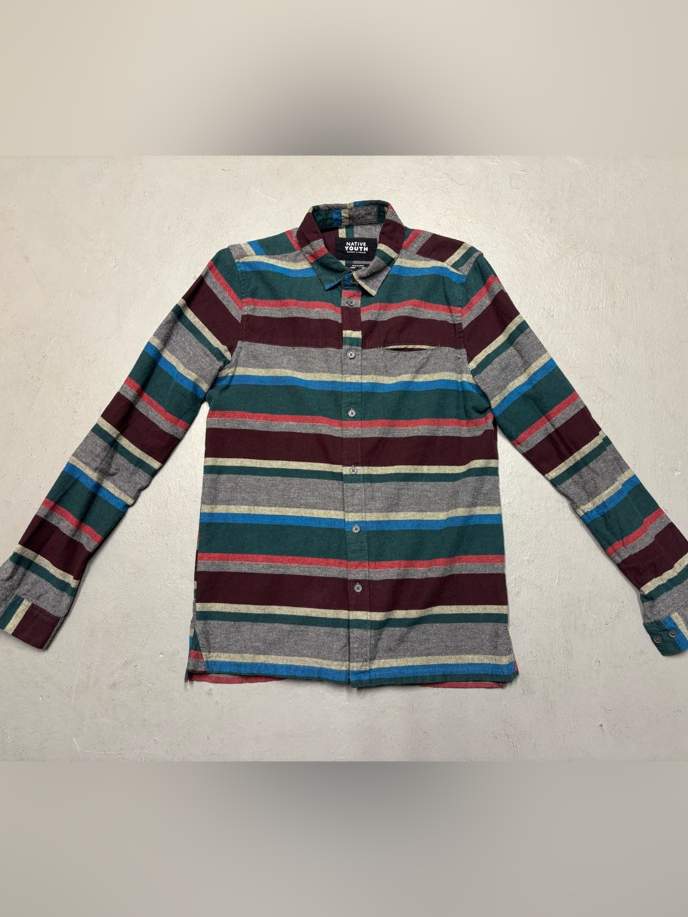 NATIVE YOUTH Multicolor Striped Button-Up — Teal, Burgundy & Gray
